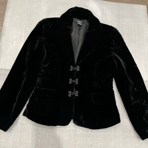 [6]VTG Bob Mackie Black Rayon Velvet Blazer Hook Loop Classic
